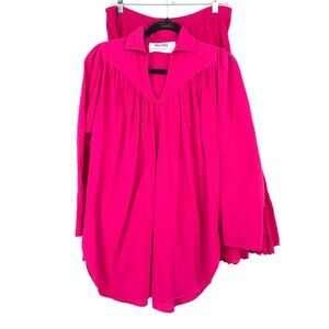 VTG New Hero Womens 2 Pc Set Top Skirt Sz M/L Bright Pink Native American Cotton